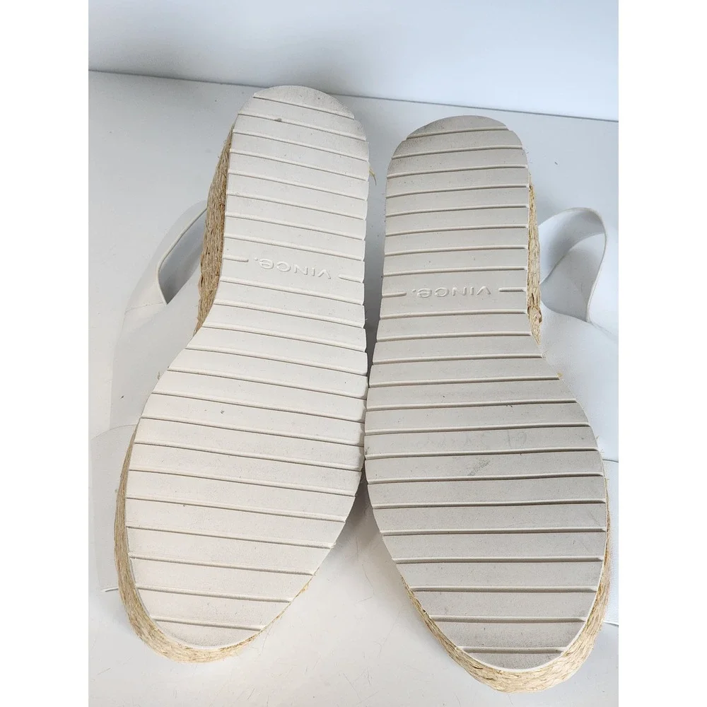 Vince Jesson White Leather Crossover Slingback Espadrille Platform Sandals 9